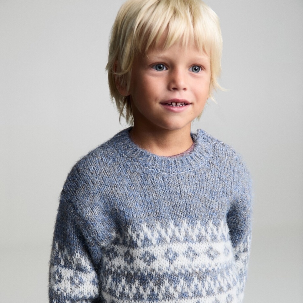 ✨3 for $50✨ Mango Baby - Jacquard Knitted Sweater Blue - 2-3 years - Kids